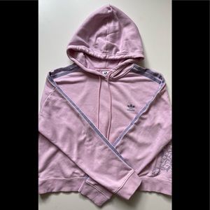 Adidas Women’s pink hoodie sweatshirt with purple floral embroidery